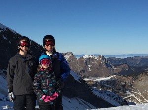 My son, daughter, and me in the Alps